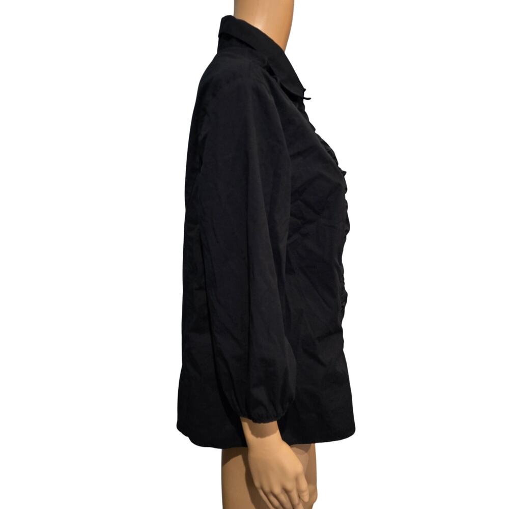Essentials by A.B.S Black 3/4 Sleeve Button Up Top Large NWOT - Picture 2 of 5